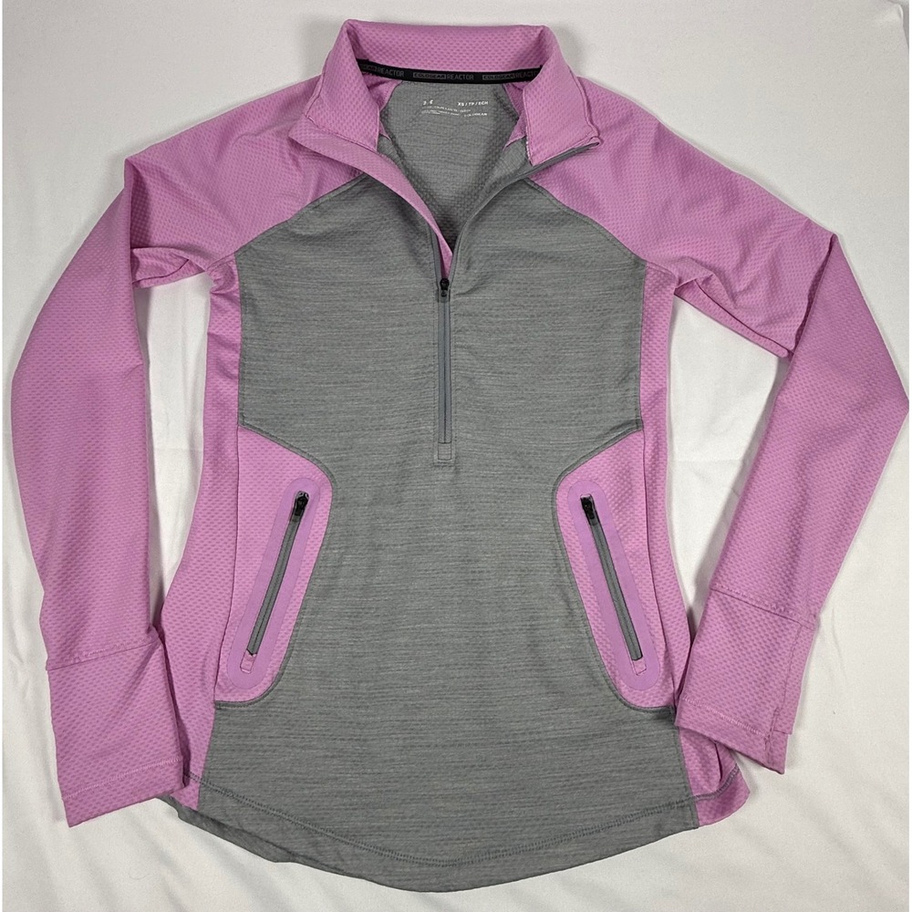 Under Armour ColdGear Reactor 1/2 Zip Pullover Pink Grey XS Running Top 245E